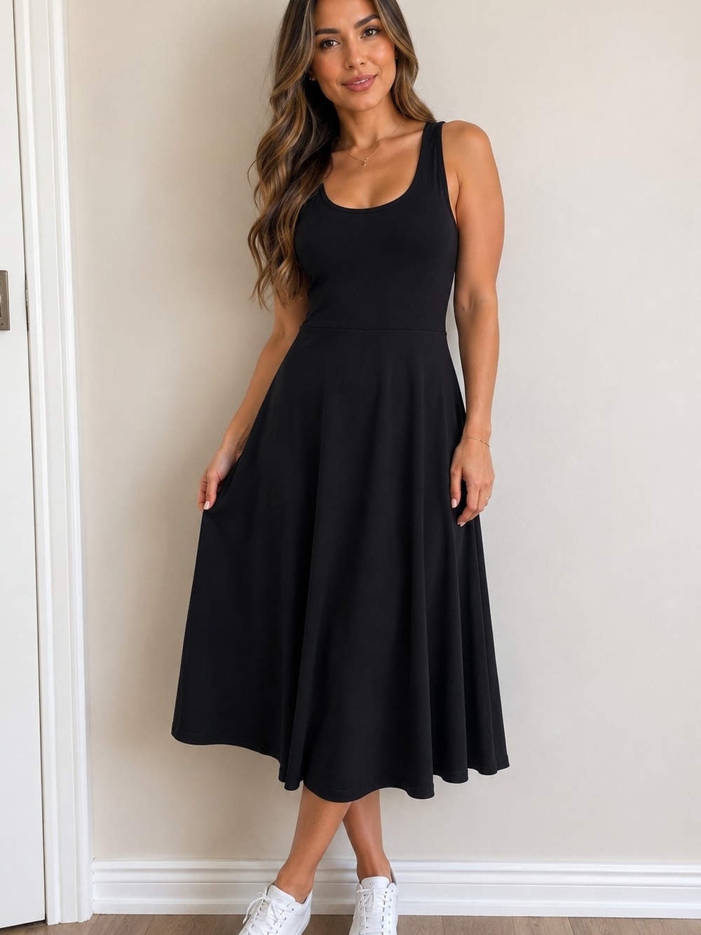 Olivia Rae Black Sleeveless Midi Tank Dress